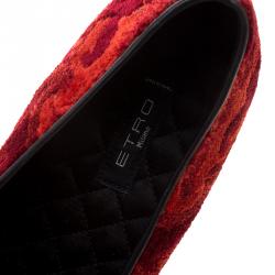 Etro Red Brocade Velvet Smoking Slippers Size 39