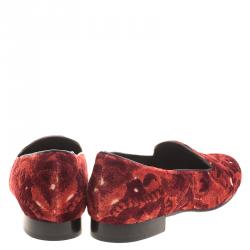 Etro Red Brocade Velvet Smoking Slippers Size 39