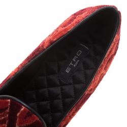 Etro Red Brocade Velvet Smoking Slippers Size 39