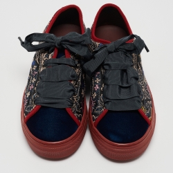 Pre Owned Etro Multicolor Embroidered Fabric and Velvet Low Top Sneakers Size 36