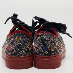 Pre Owned Etro Multicolor Embroidered Fabric and Velvet Low Top Sneakers Size 36