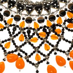 Pre Owned Etro Multicolor Crystal Beaded Statement Drop Necklace