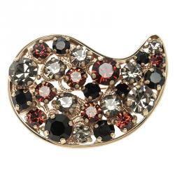 Pre Owned Etro Paisley Crystal Gold Tone Brooch