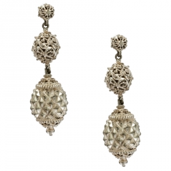 Pre Owned Etro Open-work Textured Gold Tone Dangle Earrings