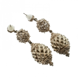 Pre Owned Etro Open-work Textured Gold Tone Dangle Earrings