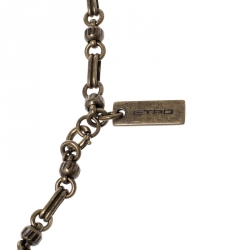 Pre Owned Etro Textured Heart Locket Gold Tone Long Necklace