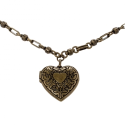 Pre Owned Etro Textured Heart Locket Gold Tone Long Necklace