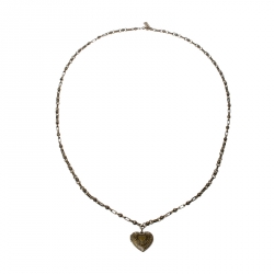 Pre Owned Etro Textured Heart Locket Gold Tone Long Necklace
