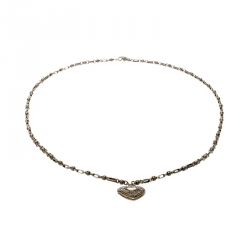 Pre Owned Etro Textured Heart Locket Gold Tone Long Necklace