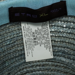 Pre Owned Etro Light Beige Straw Fedora Hat XL 