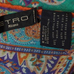 Etro Multicolor Paisley Print Silk and Cashmere Scarf