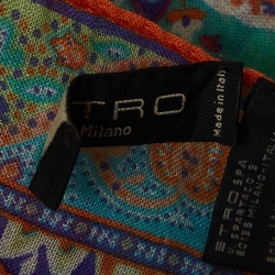 Etro Multicolor Paisley Print Silk and Cashmere Scarf