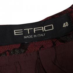 Pre Owned Etro Red and Gold Brocade Short Sleeve Shift Dress L