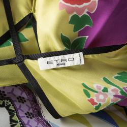 Pre Owned Etro Multicolor Printed Silk Tie Detail Sleeveless Dress S