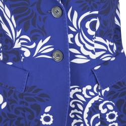 Pre Owned Etro Blue and White Floral Printed Cotton Blazer M
