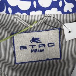 Pre Owned Etro Blue and White Floral Printed Cotton Blazer M
