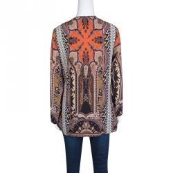 Pre Owned تونيك إيترو أكمام طويلة حرير مطبوع متعدد الألوان M