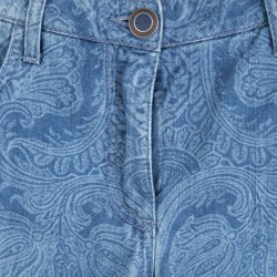 Pre Owned Etro Indigo Faded Effect Paisley Printed Denim Slim Fit Jeans M
