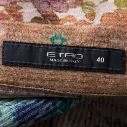 Pre Owned Etro Multicolor Floral Printed Long Sleeve Cowl Neck Top S