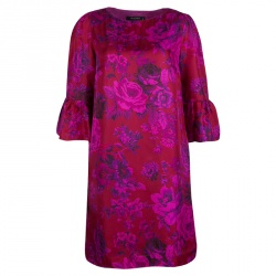 مملوكة مسبقًا فستان إيترو حرير وردي مطبوع بأساور أكمام واسعة M