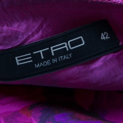 مملوكة مسبقًا فستان إيترو حرير وردي مطبوع بأساور أكمام واسعة M