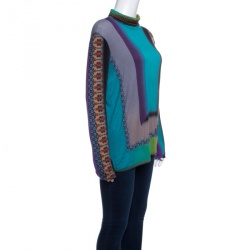 Pre Owned تي شيرت إيترو جيرسيه مطبوع متعدد الألوان برقبة طويلة وأكمام طويلة L