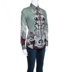 Pre Owned قميص إيتر قطن مطبوع متعدد الألوان بأكمام طويلة أزرار أمامية S