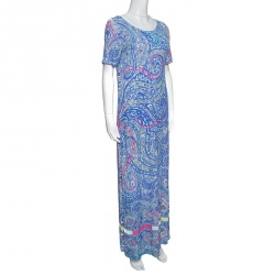 Pre Owned Etro Multicolor Paisley Printed Jersey Maxi Dress M
