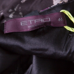 Pre Owned فستان ماكسي إيترو حرير أسود مطبوع مورد حمالات خرز L