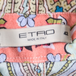 Pre Owned Etro Multicolor Printed Silk Waist Tie Detail Loose Pants M