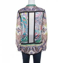 Pre Owned قميص إيترو كليب دوت قصات مطبوع متعدد الألوان بأكمام طويلة M