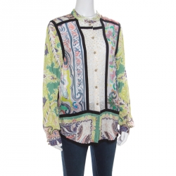 Pre Owned قميص إيترو كليب دوت قصات مطبوع متعدد الألوان بأكمام طويلة M