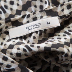 Pre Owned Etro Khaki Abstract Printed Silk Sleeveless Top M