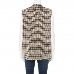 Pre Owned Etro Khaki Abstract Printed Silk Sleeveless Top M
