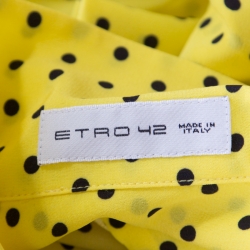Pre Owned Etro Yellow and Black Polka Dotted Silk Shirt and Pants Set M