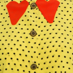 Pre Owned Etro Yellow and Black Polka Dotted Silk Shirt and Pants Set M