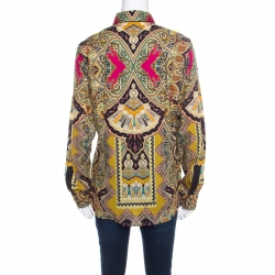 Pre Owned Etro Multicolor Paisley Printed Cotton Stretch Button Front Shirt L