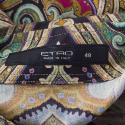 Pre Owned Etro Multicolor Paisley Printed Cotton Stretch Button Front Shirt L