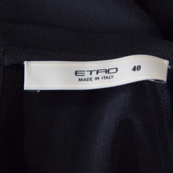 Pre Owned توب ايترو حرير حواف غير متماثلة أكمام قصيرة أسود L