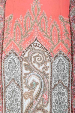 Pre Owned Etro Orange Paisley Print Crepe Paneled Pencil Skirt S
