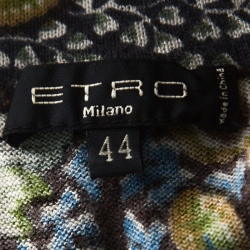 Pre Owned Etro Brown & Multicolor Floral Print Silk & Cashmere Blend Turtleneck Pullover M