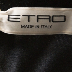 Pre Owned Etro Lavender and Black Floral Printed Silk Draped Maxi Dress M