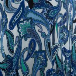 Pre Owned Etro Blue Paisley Print Chiffon Poncho Top L 