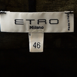 Pre Owned فستان ايترو ماكسي فضاض تريكو مطبوع أخضر زيتوني L