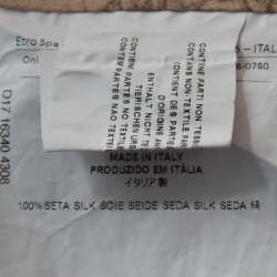 مملوكة مسبقًا قميص إيترو أكمام طويلة حرير طباعة بطاقة بريد حيوان بيج L