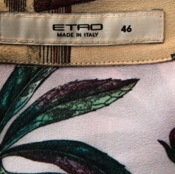 مملوكة مسبقًا قميص إيترو أكمام طويلة حرير طباعة بطاقة بريد حيوان بيج L