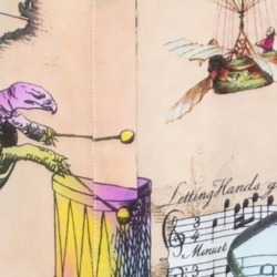 مملوكة مسبقًا قميص إيترو أكمام طويلة حرير طباعة بطاقة بريد حيوان بيج L