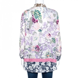 Pre Owned Etro Multicolor Floral Print Silk Long Sleeve Blouse L