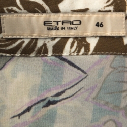 Pre Owned Etro Multicolor Floral Print Silk Long Sleeve Blouse L