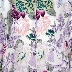 Pre Owned Etro Multicolor Floral Print Silk Long Sleeve Blouse L